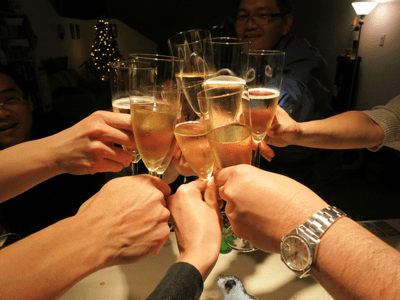 Toasts are generally offered at times of celebration, like wedding receptions or New Year's Eve